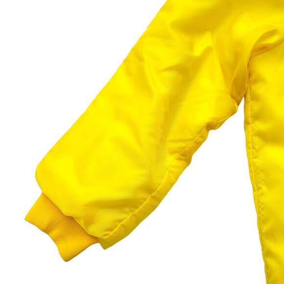 Vintage PIAA Official Yellow Nylon Jacket Shearling Lined Football P.I.A.A. Sz L - Picture 4 of 12